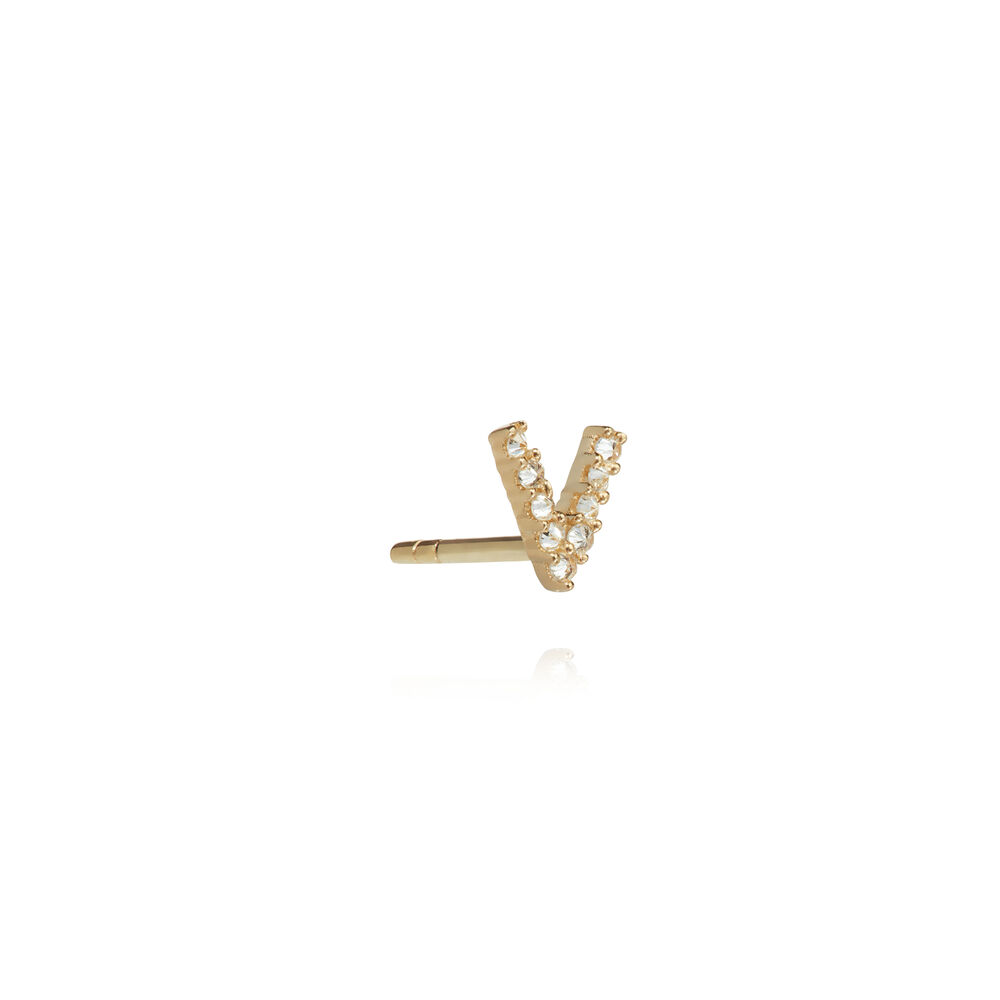 18ct Gold Diamond Initial V Single Stud Earring | Annoushka jewelley